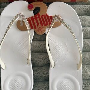 FitFlop Women's White Sandals with Sparkling Straps